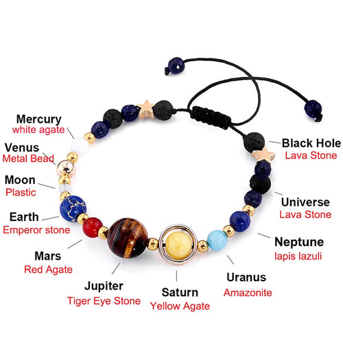 Natural stone solar system bracelet