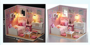Stylish wooden dolls house with furniture