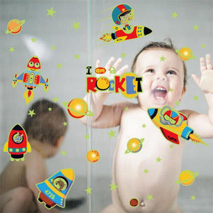 Glow in the dark wall stickers (Rockets, planets & stars)