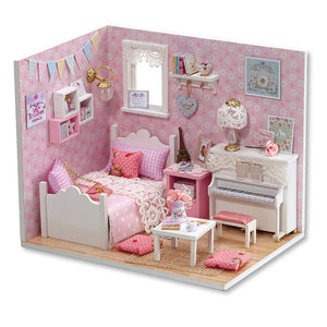 Stylish wooden dolls house with furniture