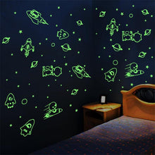 Load image into Gallery viewer, Glow in the dark wall stickers (Rockets, planets &amp; stars)